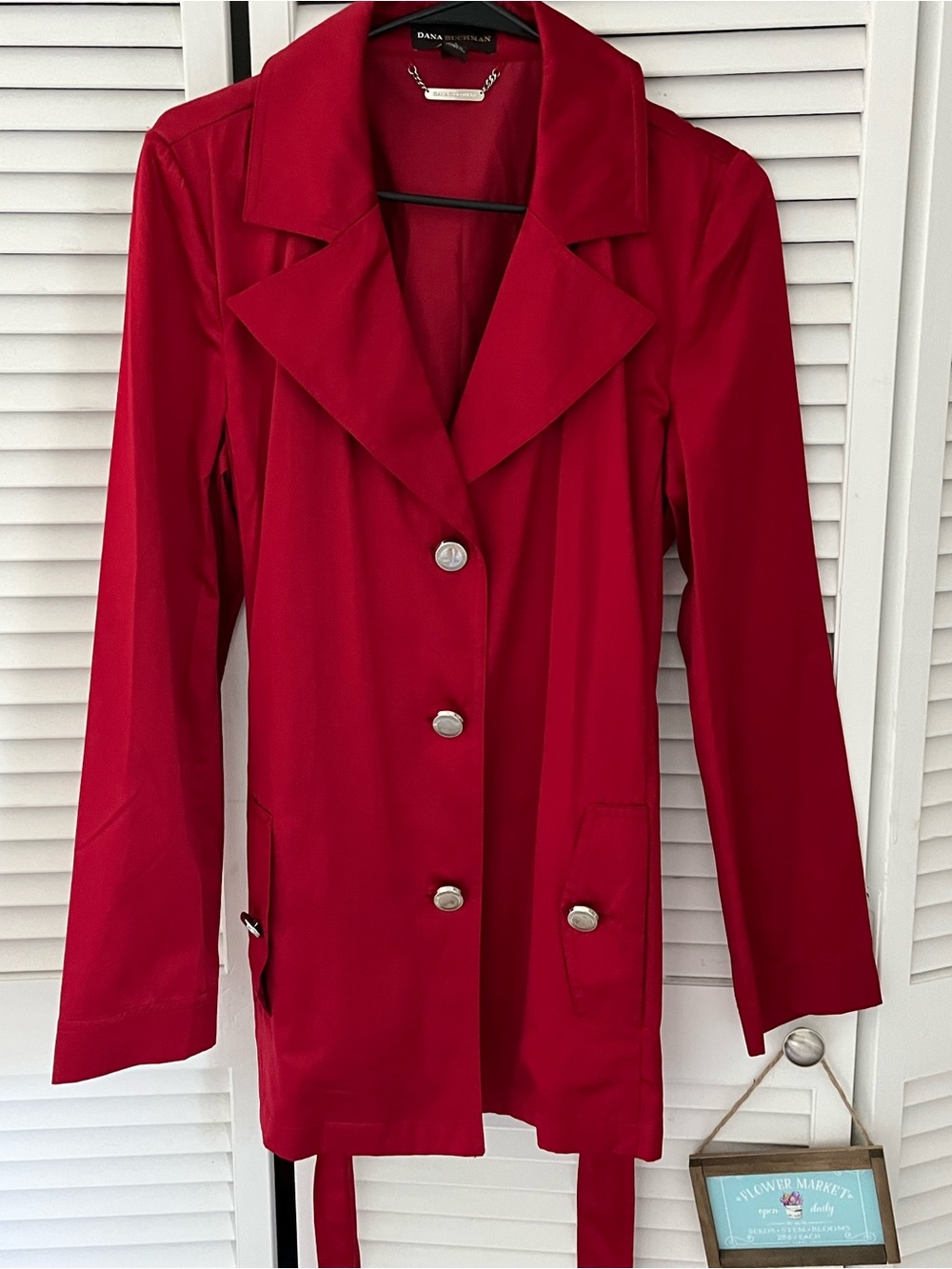 Dana Buchman Vibrant Red Longline Blazer with Button Front